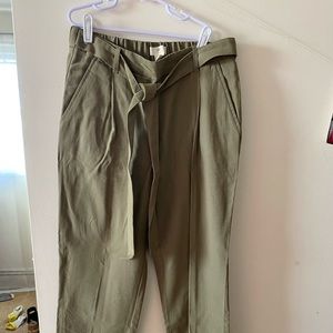 Olive paper bag pants